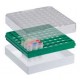 Dėžutės CryoBox 76x76x52mm, PC, 5x5, 1-2ml kriomėgintuvėliams, mėlynos, 8vnt. 