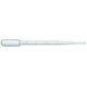 Pastero pipetės, nesterilios, plastiko, 5 ml tūris, graduotos iki 2ml, ilgis 155mm,  500 vnt/pak 